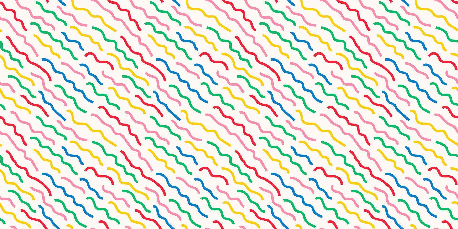 Fun colorful line doodle seamless pattern vector