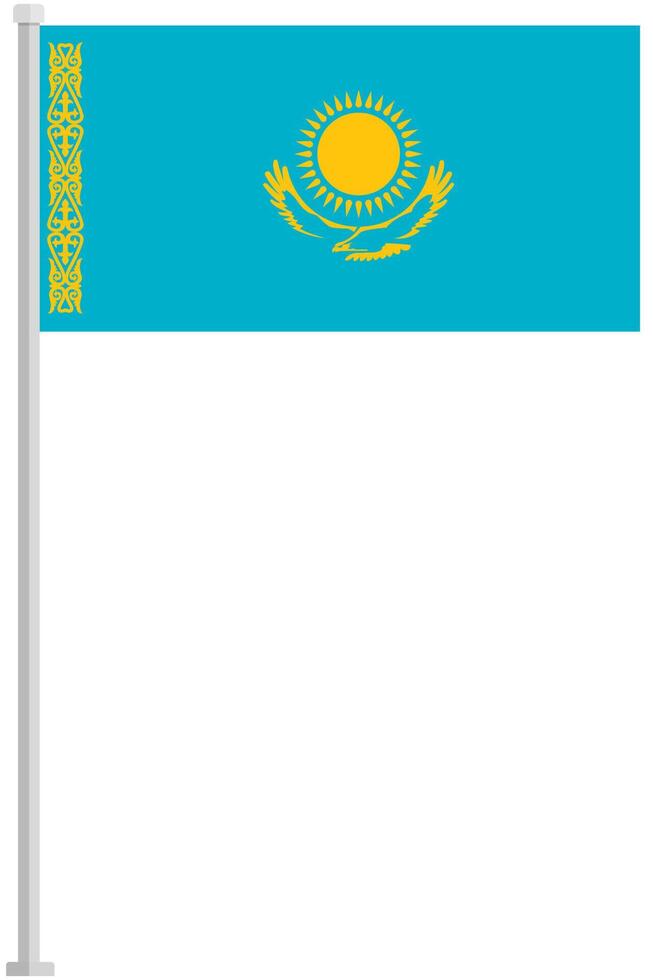 Kazakhstan national flag pole icon isolated on white background. vector
