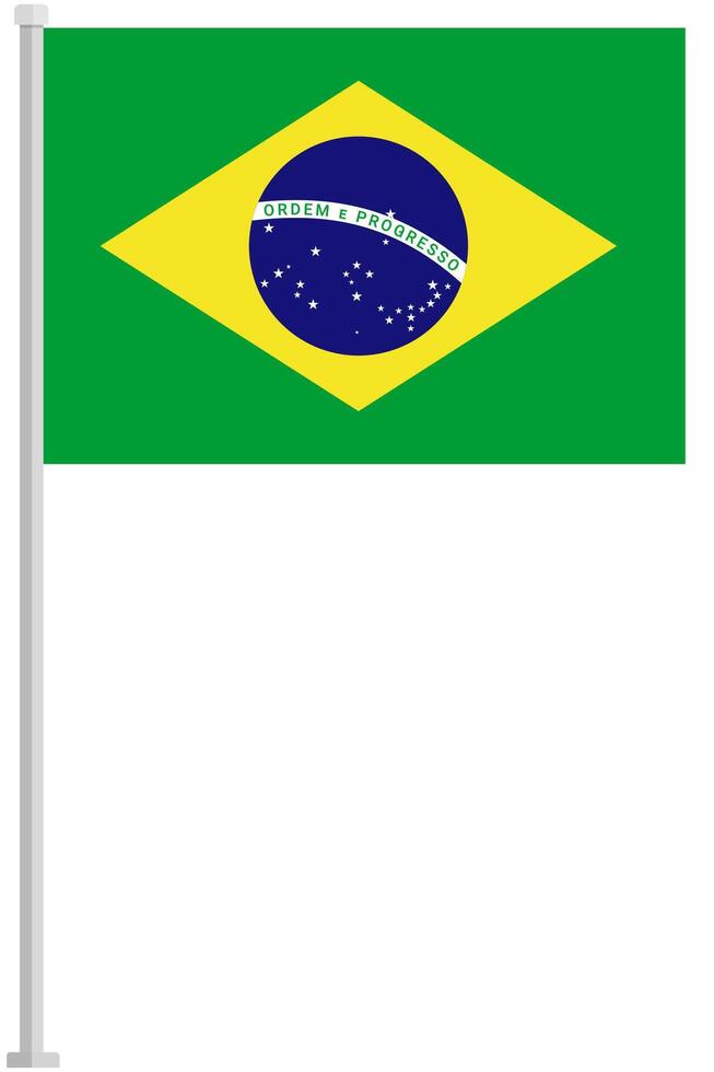 Brazil national flag pole icon isolated on white background. vector