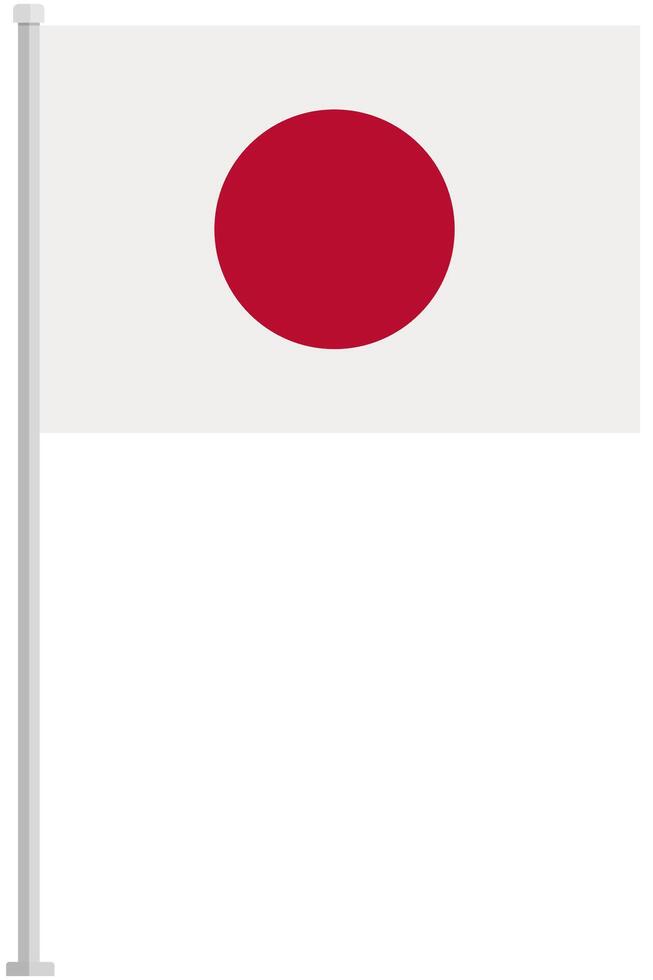 Flag of Japan with silver pole flat icon isolated on white background. vector