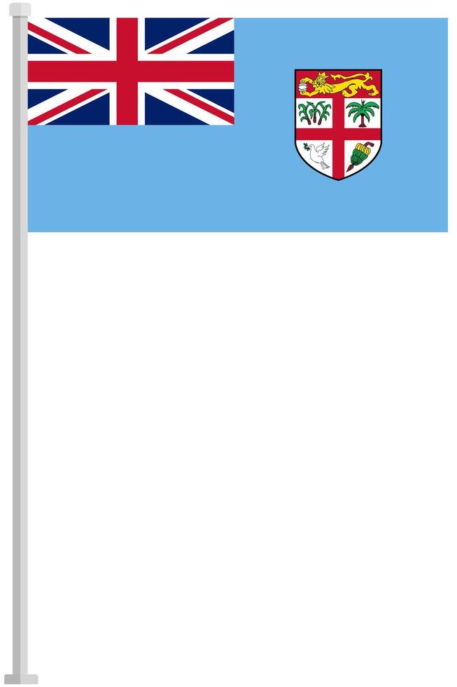 Flag of Fiji with silver pole flat icon isolated on white background. vector