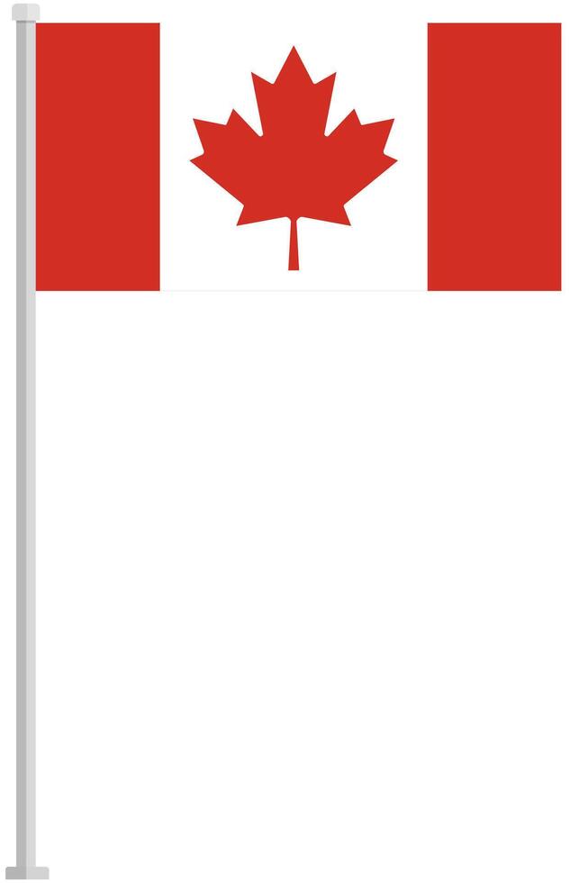 Flag of Canada with silver pole flat icon isolated on white background. vector