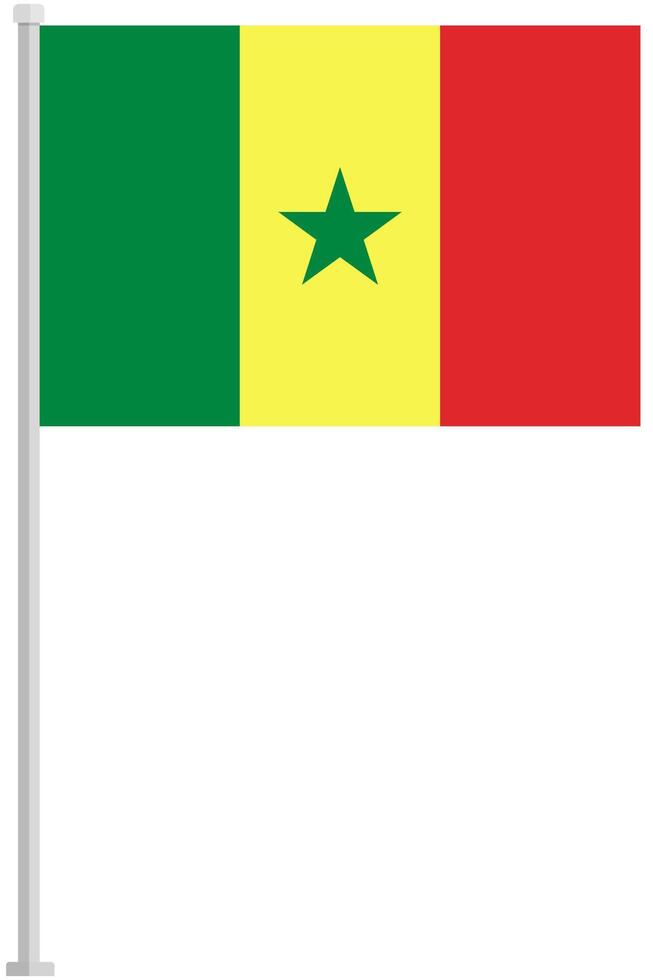 Senegal national flag pole icon isolated on white background. vector