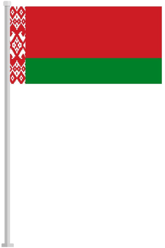 Flag of Belarus with silver pole flat icon isolated on white background. vector