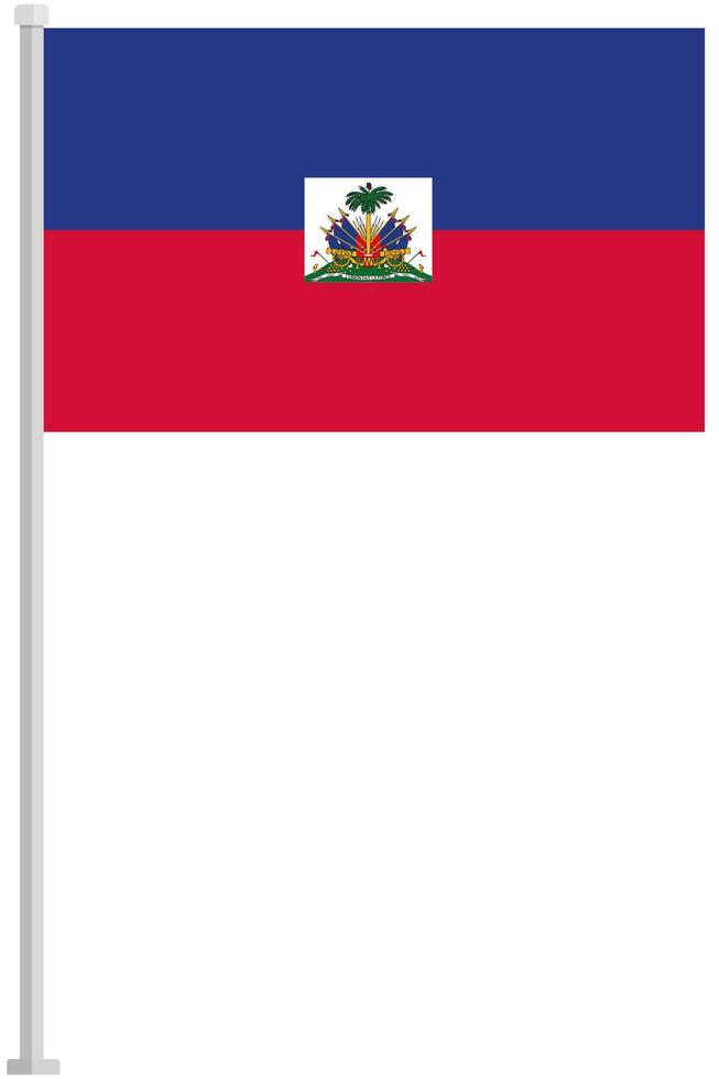 Flag of Haiti with silver pole flat icon isolated on white background. vector