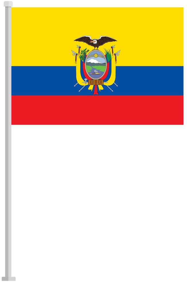 Ecuador national flag pole icon isolated on white background. vector