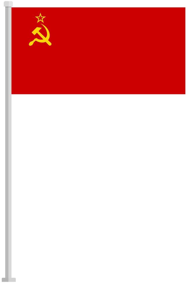 Flag of Soviet Union with silver pole flat icon isolated on white background. vector