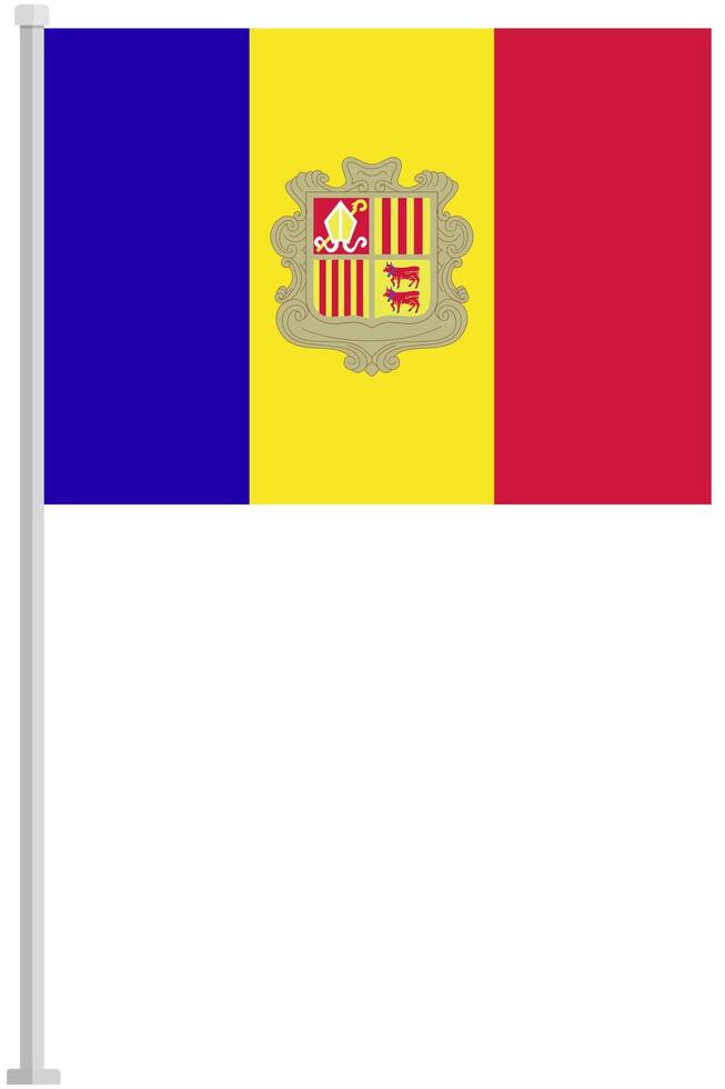 Andorra national flag pole icon isolated on white background. vector
