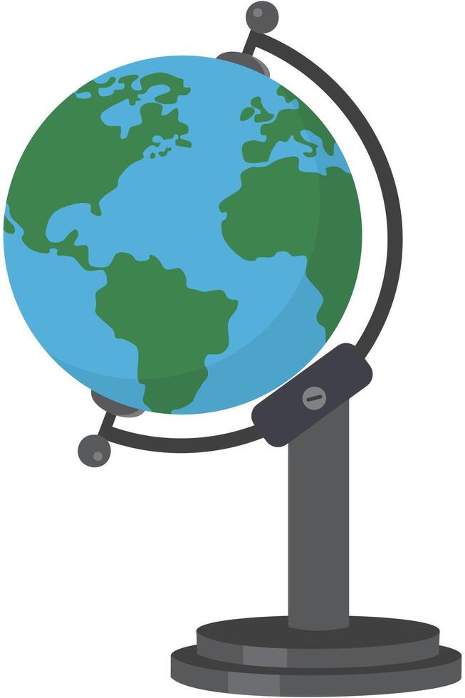 Flat illustration of world globe with stand isolated on white background. vector