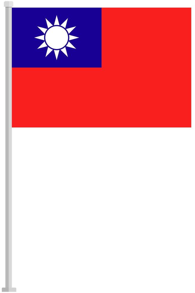 Taiwan national flag pole icon isolated on white background. vector