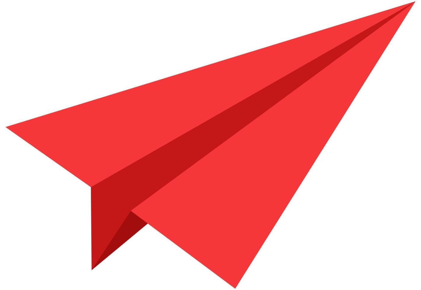 Flat illustration of red origami paper airplane isolated on white background. vector