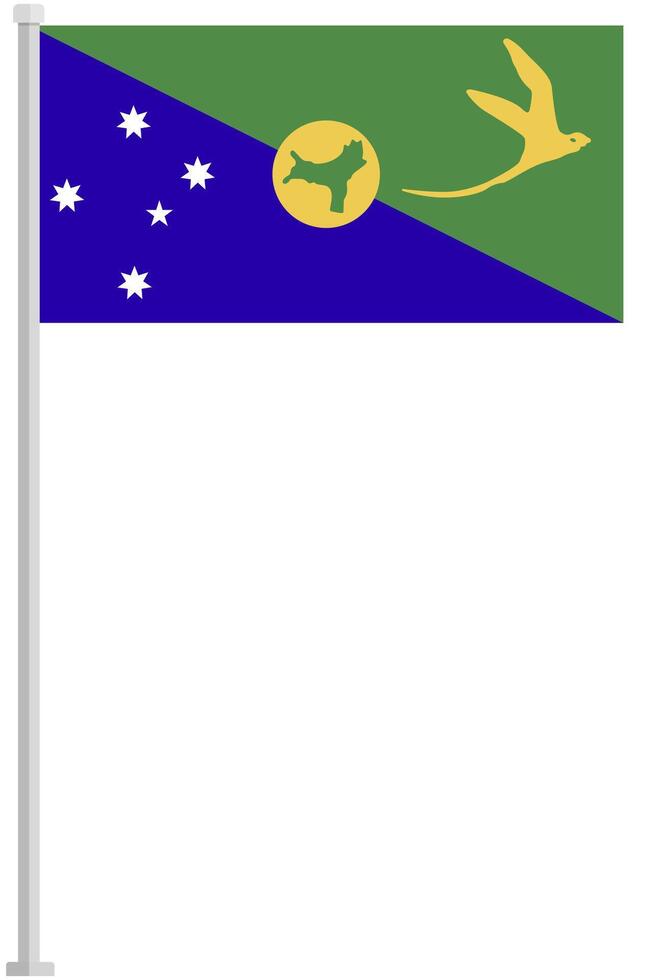 Flag of Christmas Island with silver pole flat icon isolated on white background. vector