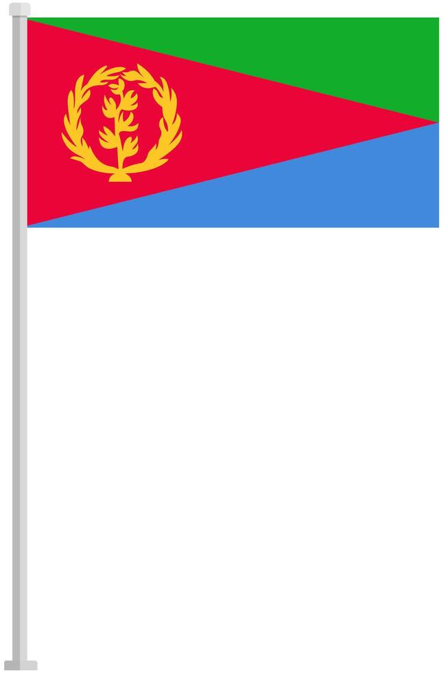 Flag of Eritrea with silver pole flat icon isolated on white background. vector