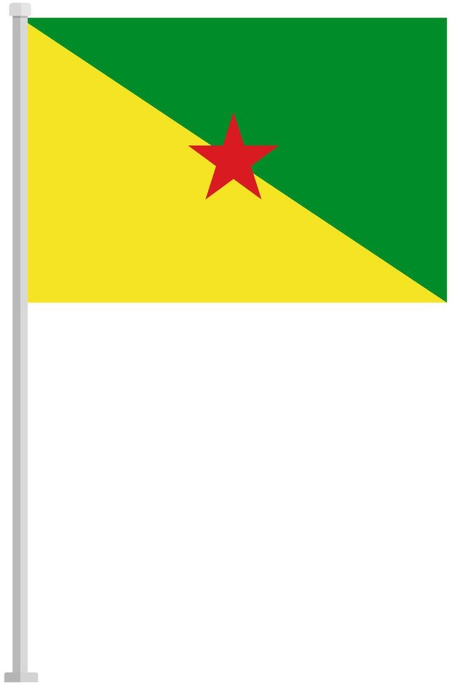 Flag of French Guiana with silver pole flat icon isolated on white background. vector