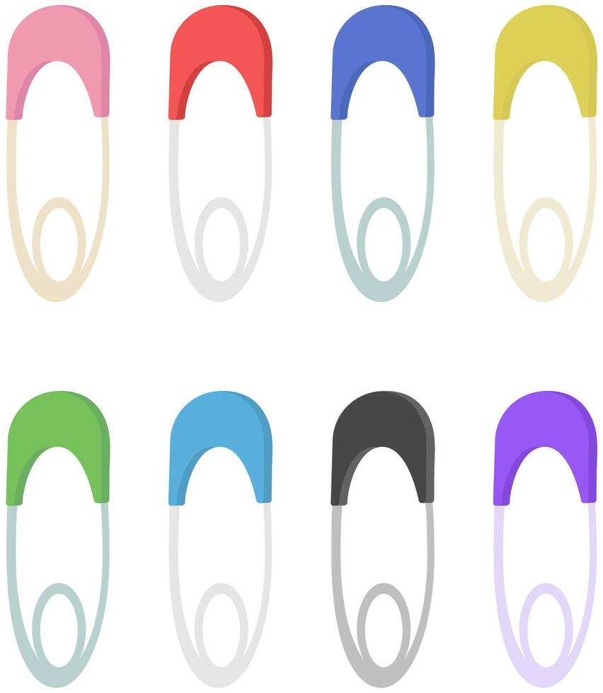 Safety pins flat icon isolated on white background. vector