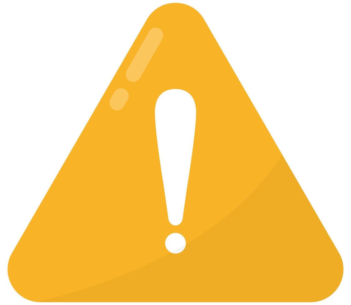 Yellow danger warning triangle flat icon isolated on white background. vector