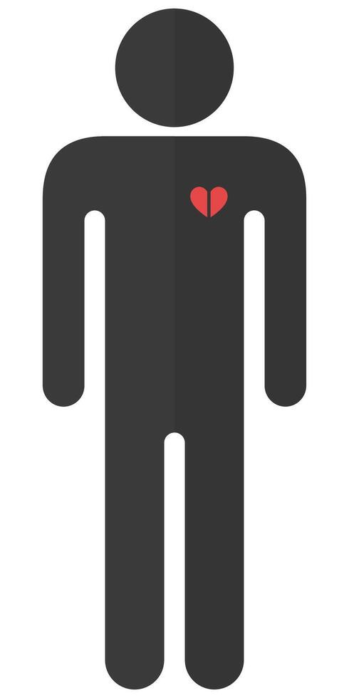A man without love flat illustration isolated on white background. vector