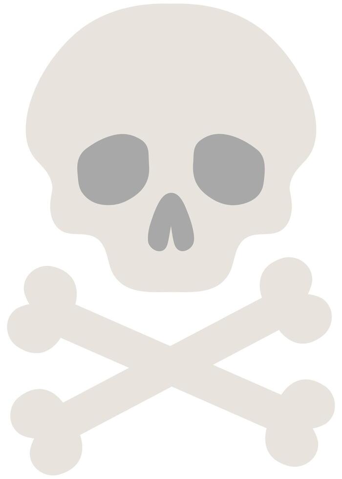 Crossbones danger skull cartoon illustration isolated on white background. vector