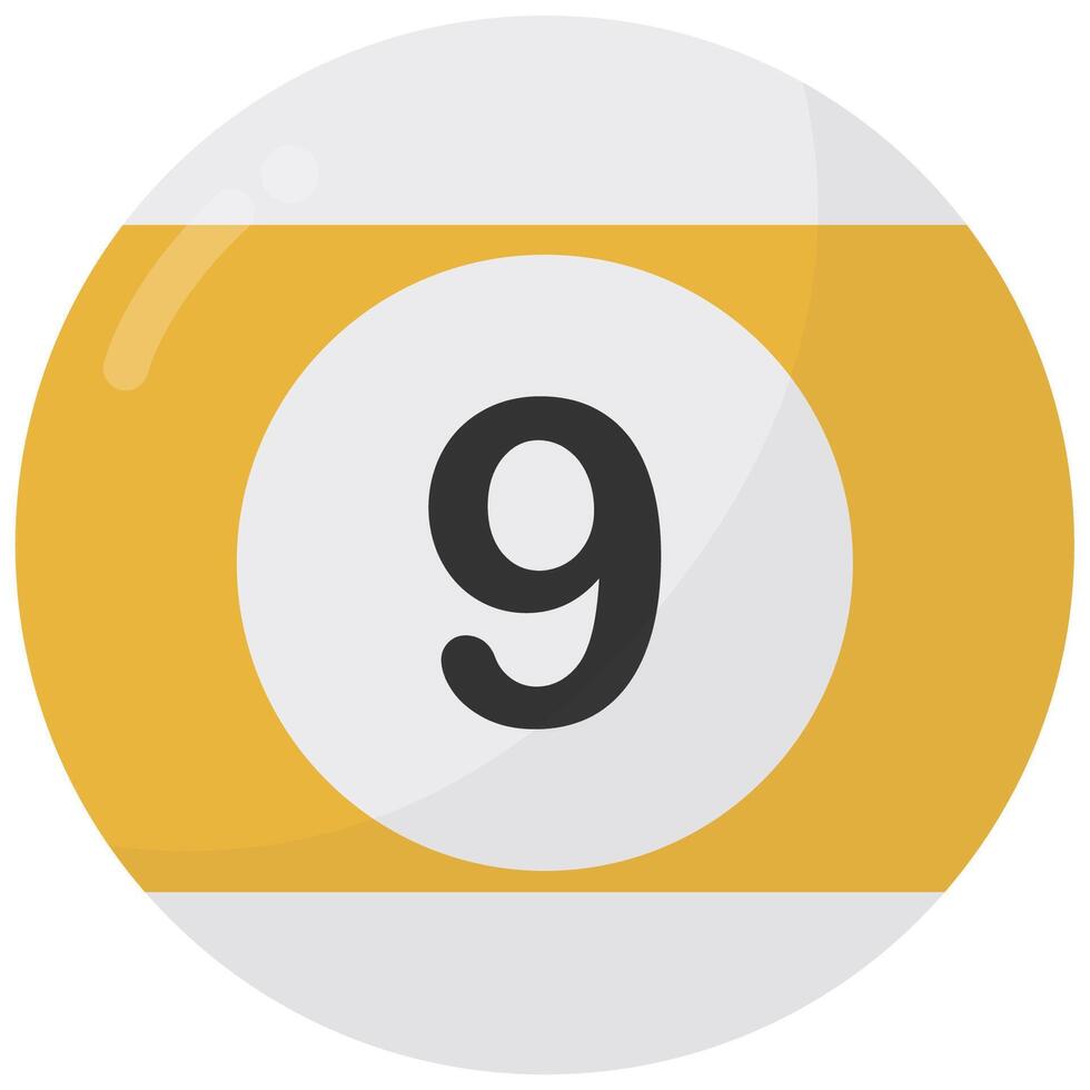 Nine billiard ball flat icon isolated on white background. vector