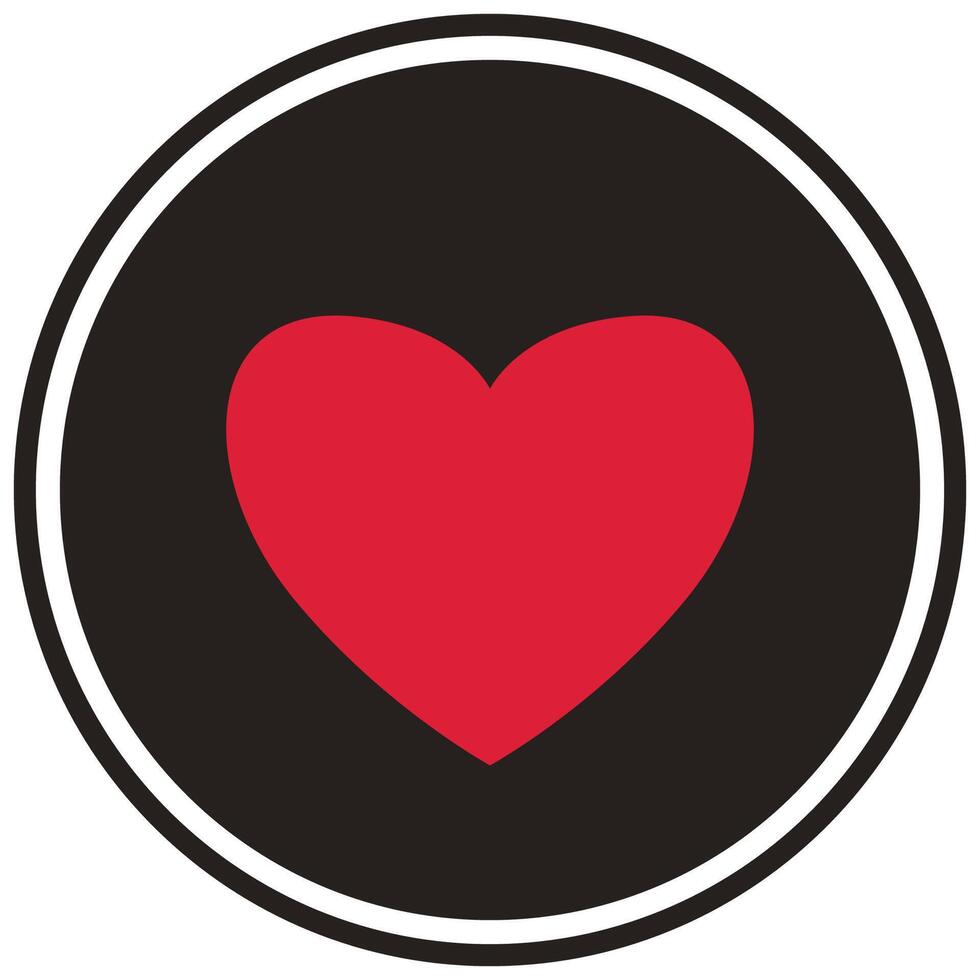 Heart in circle shape icon flat illustration isolated on white background. vector