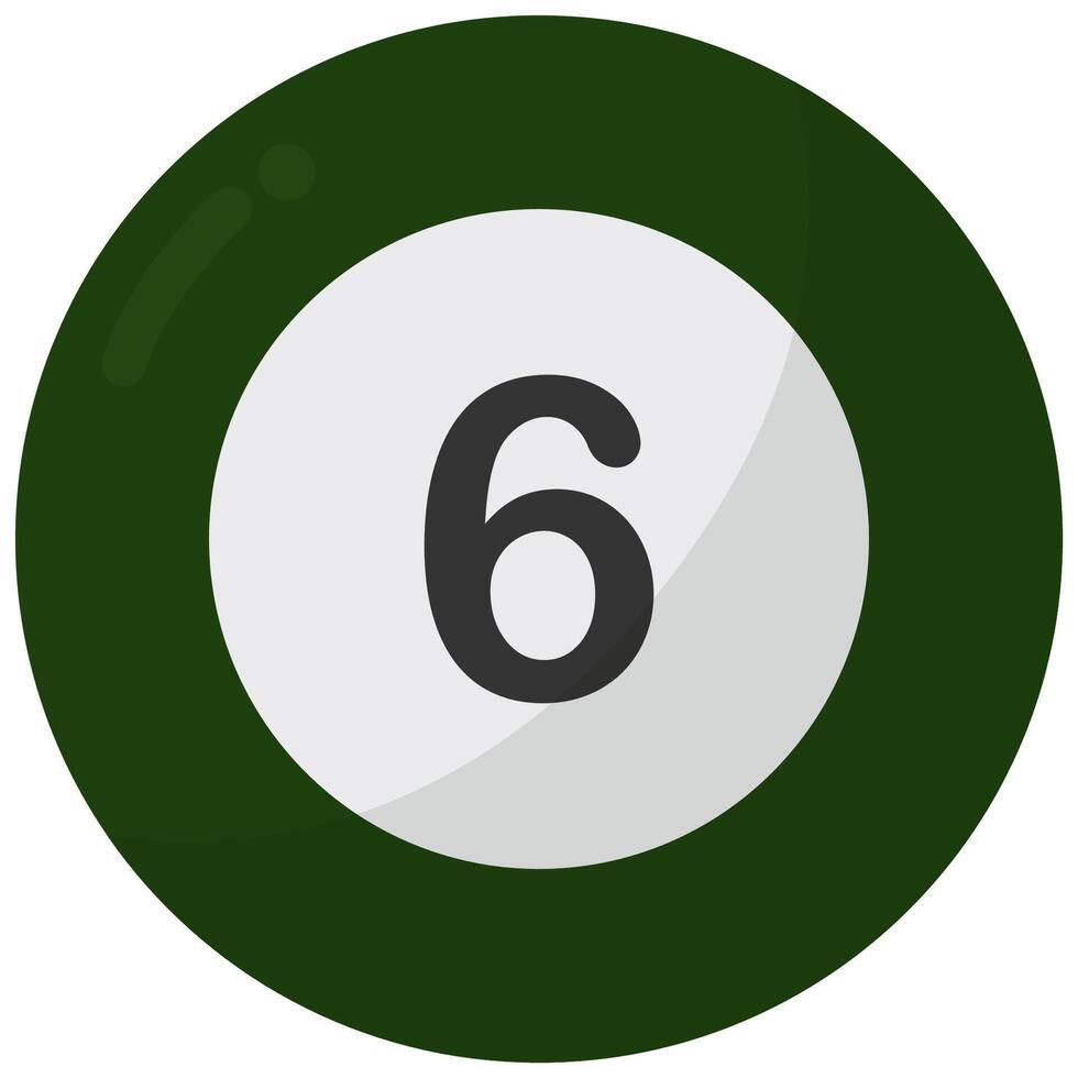 Billiard ball number six flat icon illustration isolated on white background. vector