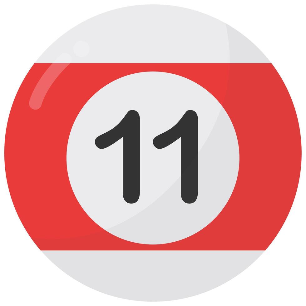 Red and white billiard ball number eleven isolated on a white background. vector