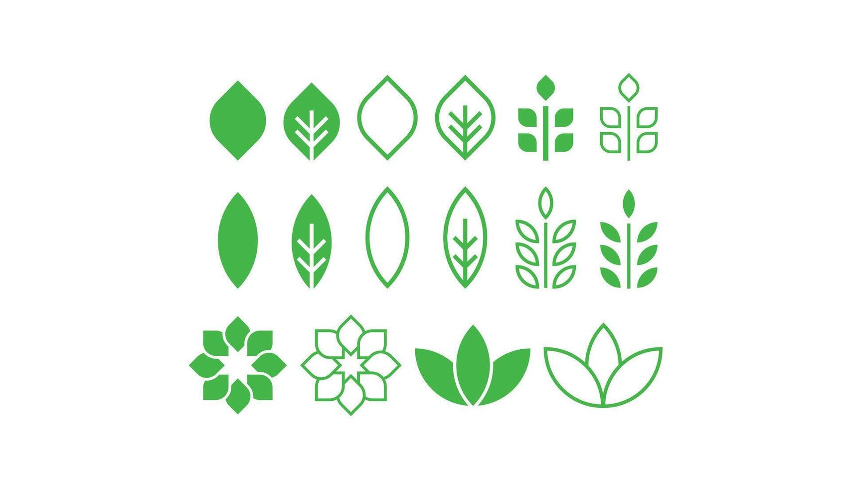 Green Leaves Icons vector