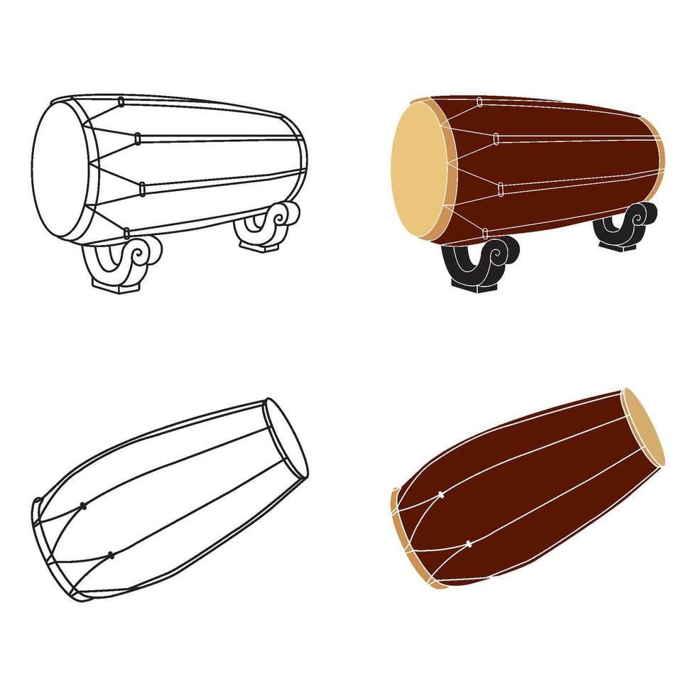 Kendang icon, traditional Indonesian musical instrument vector