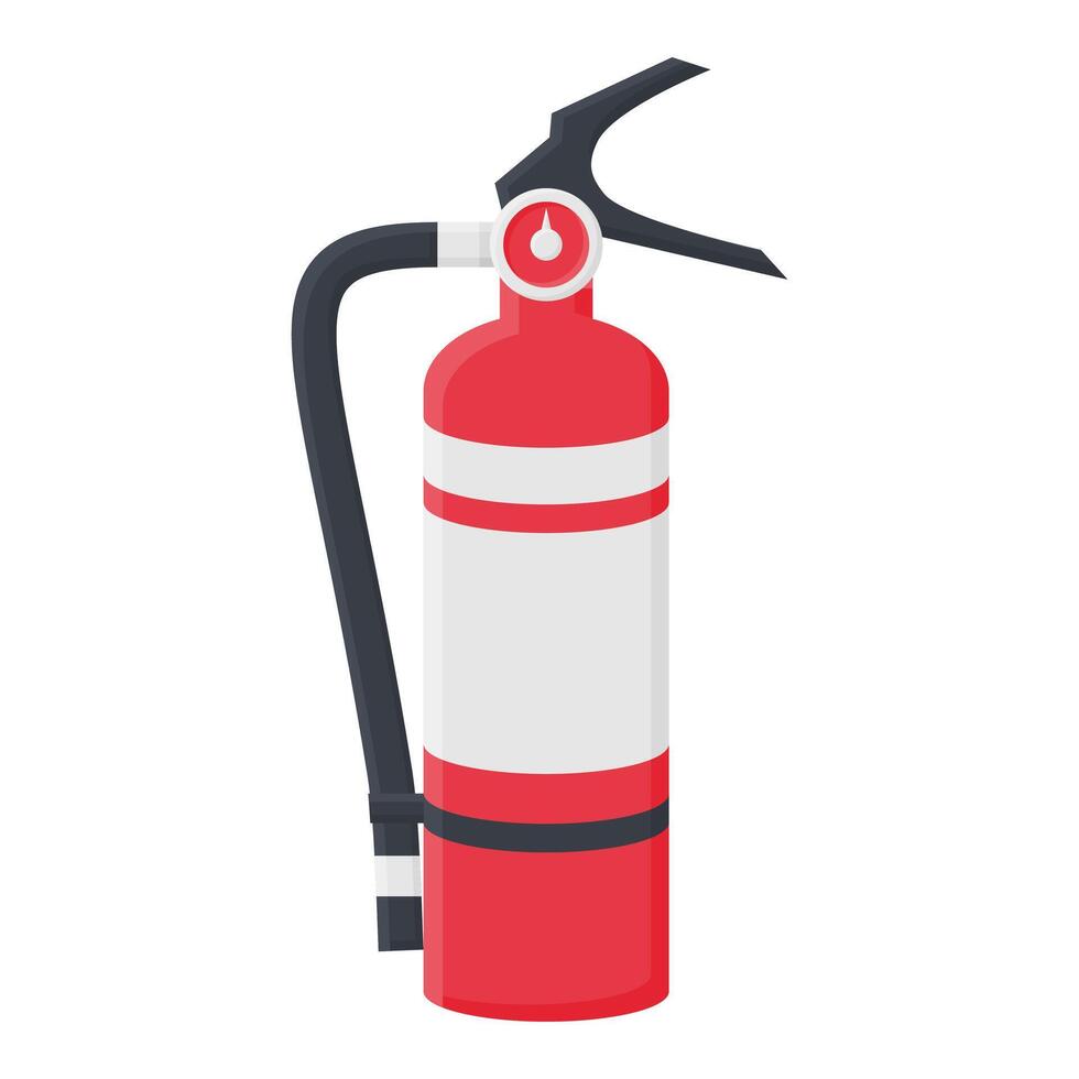 Red Fire Extinguisher Equipment Design. Portable Fire Extinguisher for Firefighters. Professional Work Tools. vector