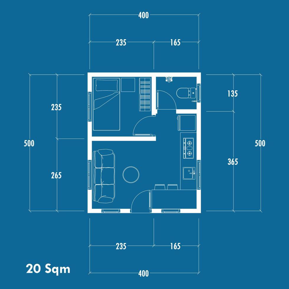 Floor plan blueprint, Figure of the jotting sketch of the construction and the industrial skeleton of the structure and dimensions. vector