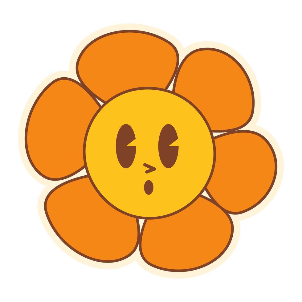 Cute Pop Retro Groovy flower Sticker Clipart vector