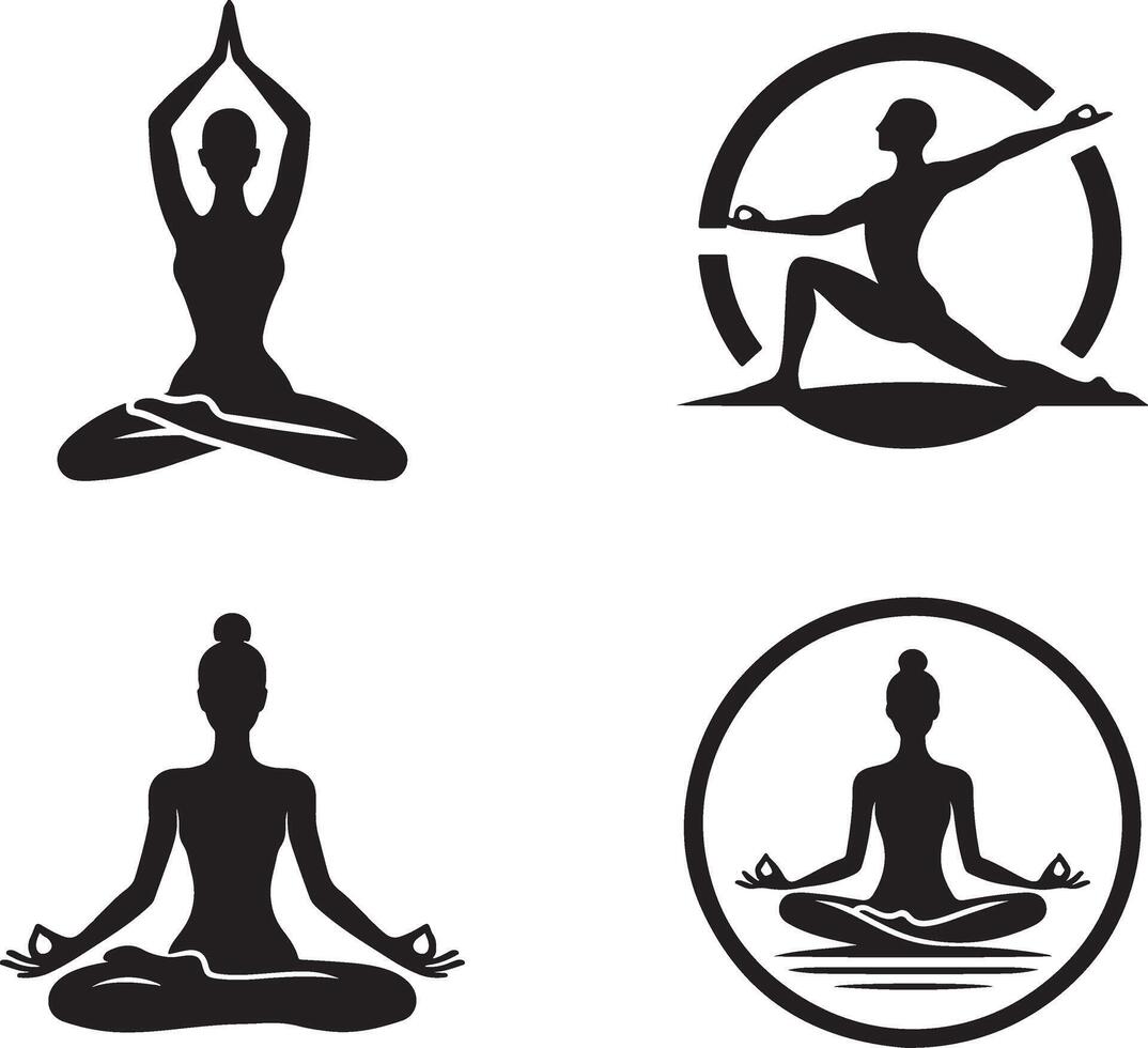 Minimalist Yoga Pose Silhouette for Wellness and Meditation Projects vector