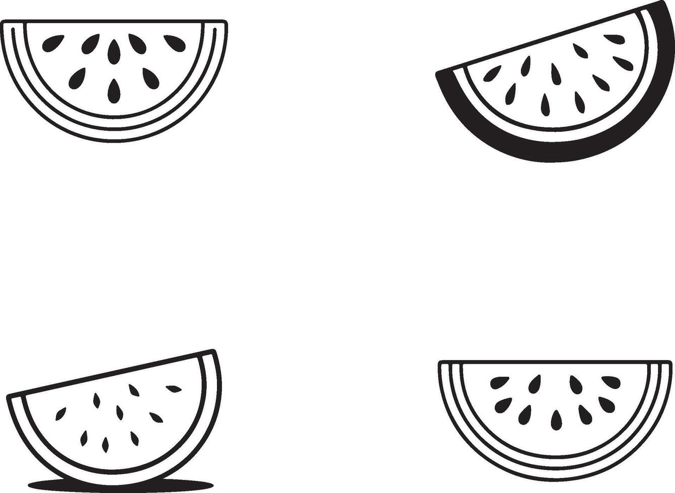 Watermelon silhouette icons in white background. vector