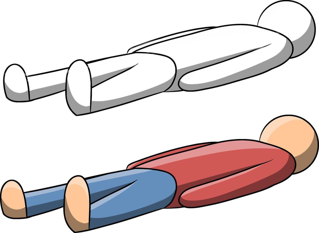 Simplified Human Body Laying On The Floor vector
