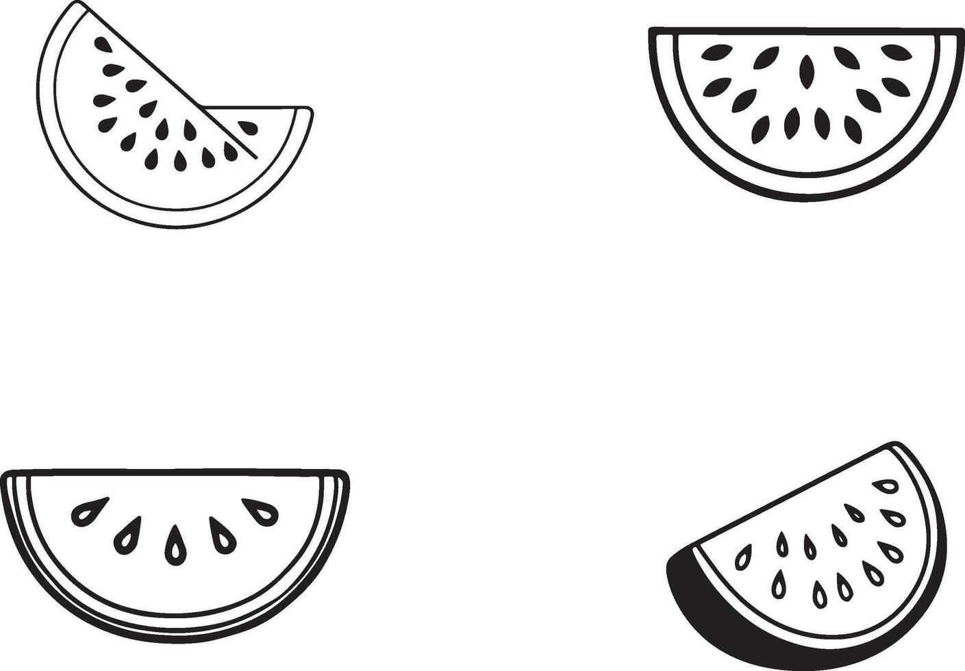 Watermelon silhouette icons in white background. vector