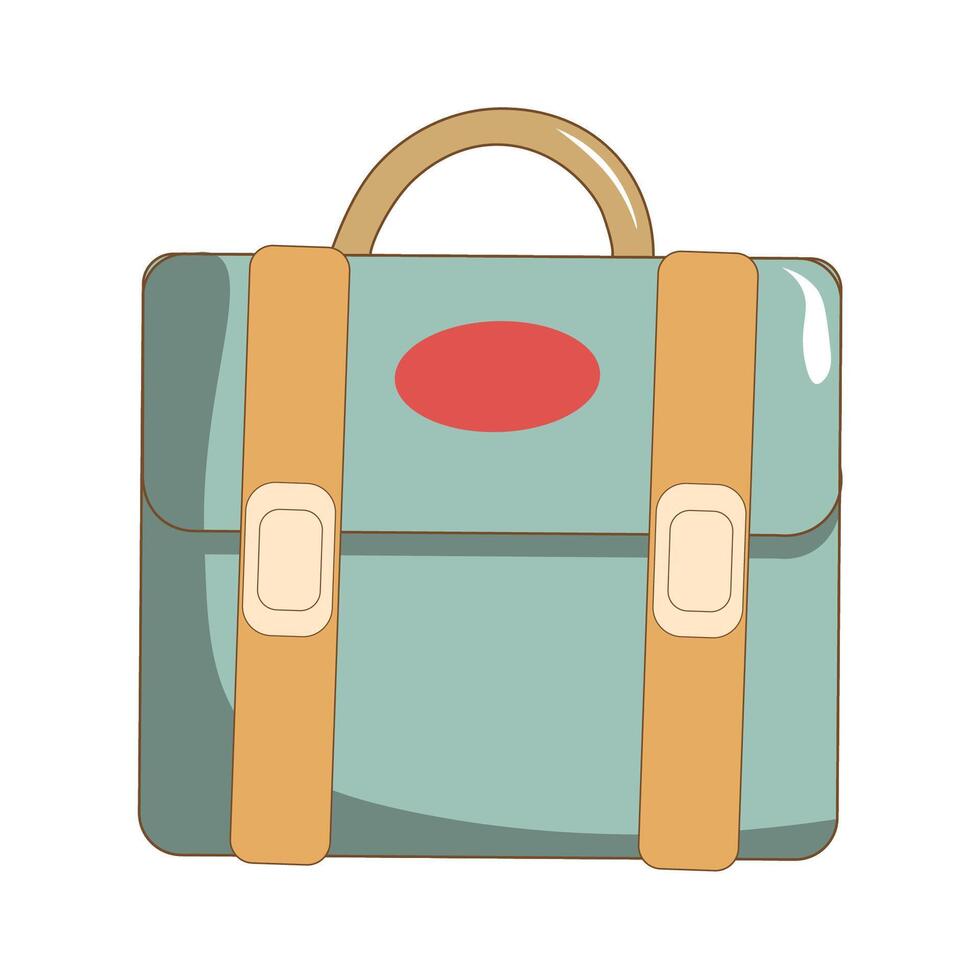 The simple cute school bag in cartoon illustration. It can be used for decoration, wallpaper, design, etc. vector
