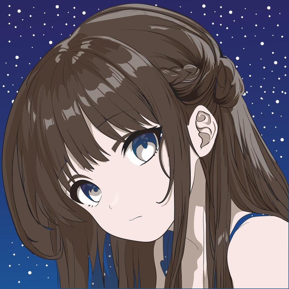 illustration of cute anime girl character for design inspiration vector
