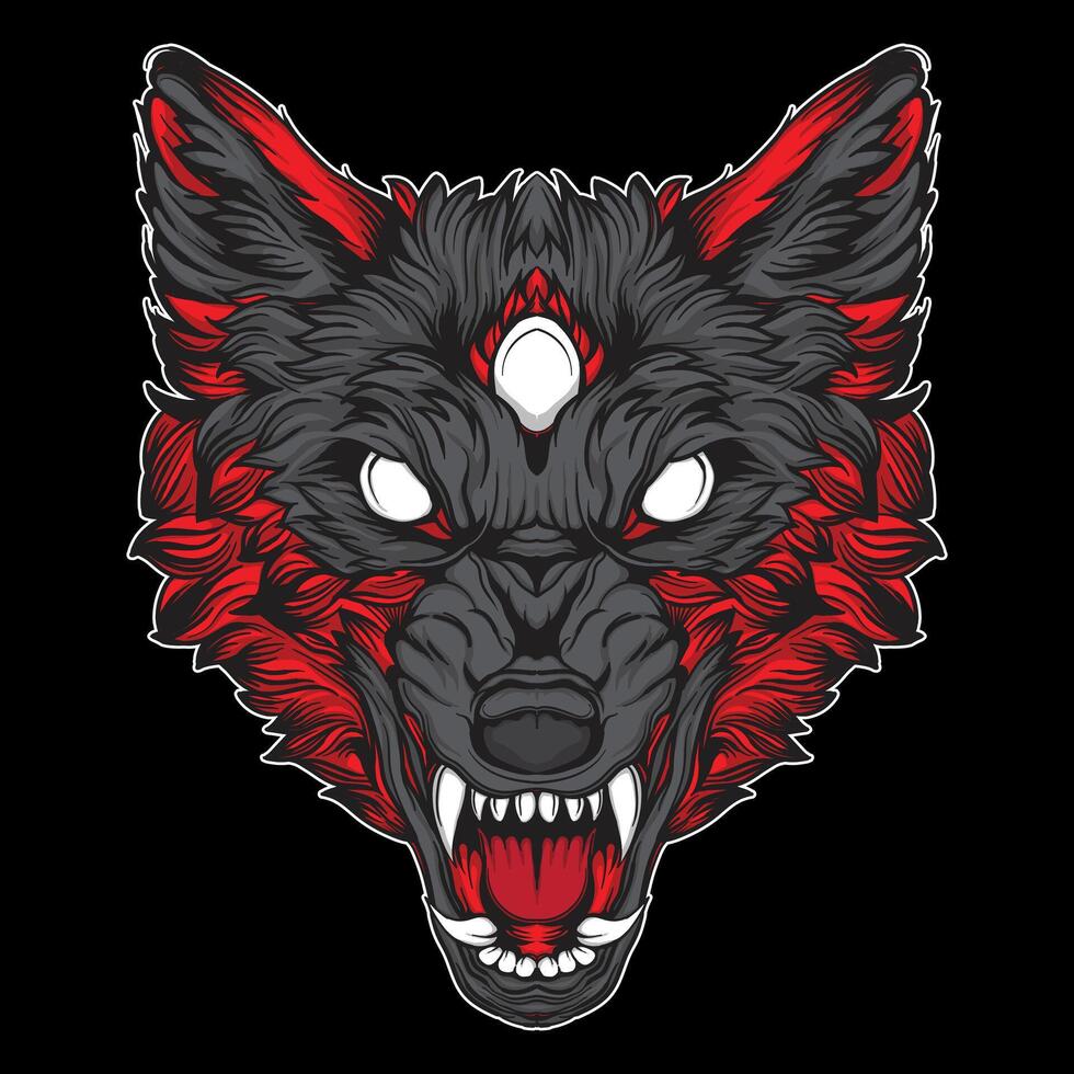 wolf head artwork hand drawn illustration vector