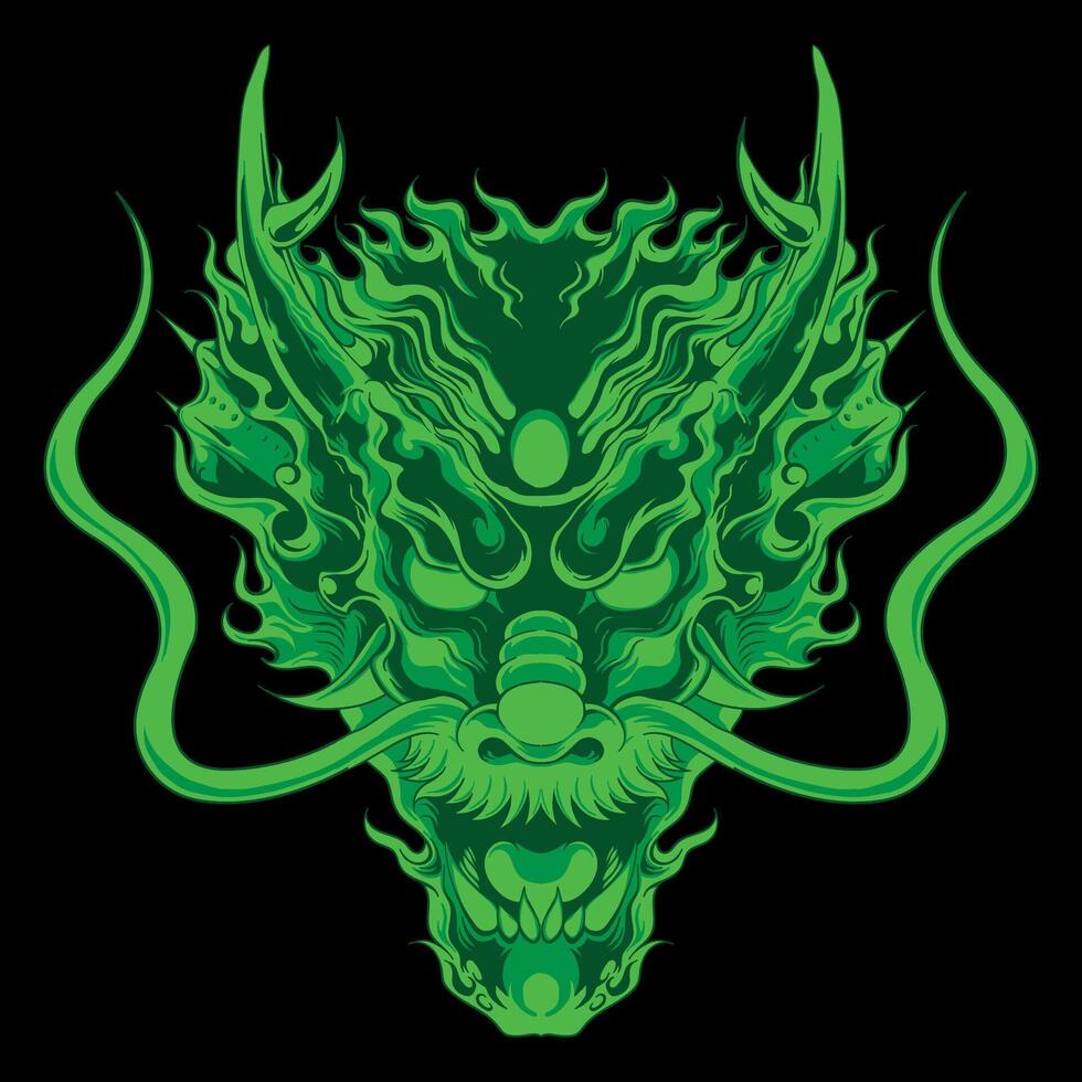 green dragon head artwork hand drawn illustration 46892282 Vector Art