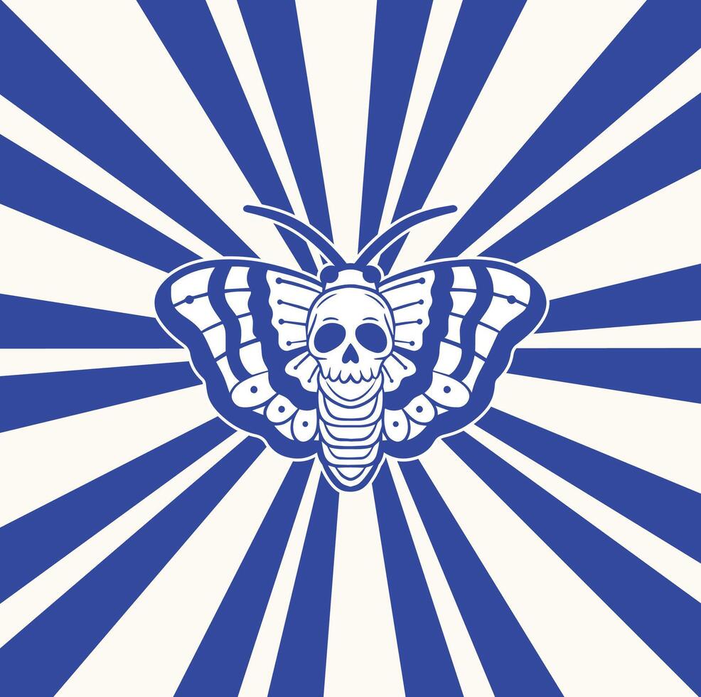 Moth with skull illustration. vector