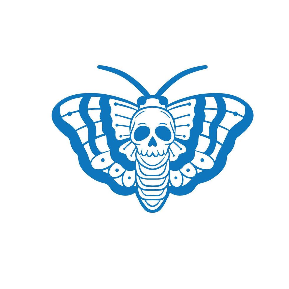 Moth with skull illustration. vector