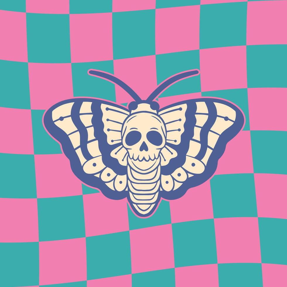 Moth with skull illustration. vector