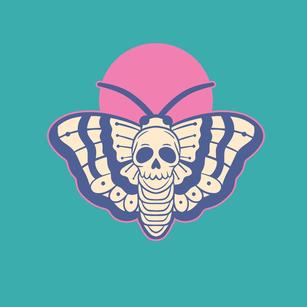 Moth with skull illustration. vector