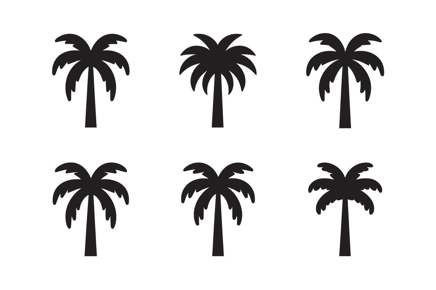 Black palm tree set illustration isolated on white background silhouette vector