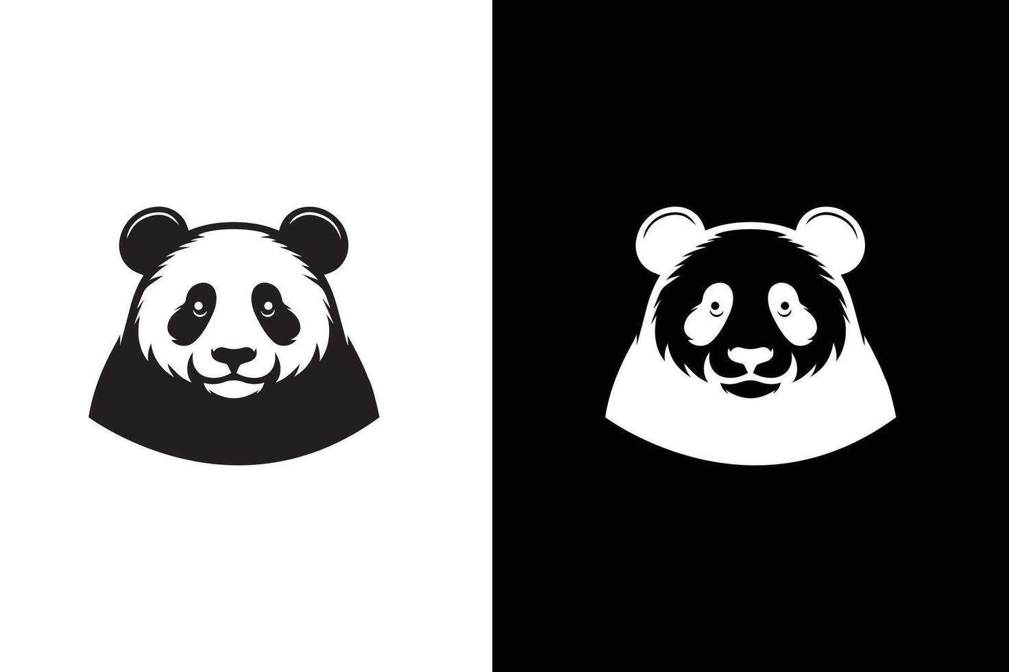 panda bear silhouette Logo design template. Panda Icon Illustration black white vector