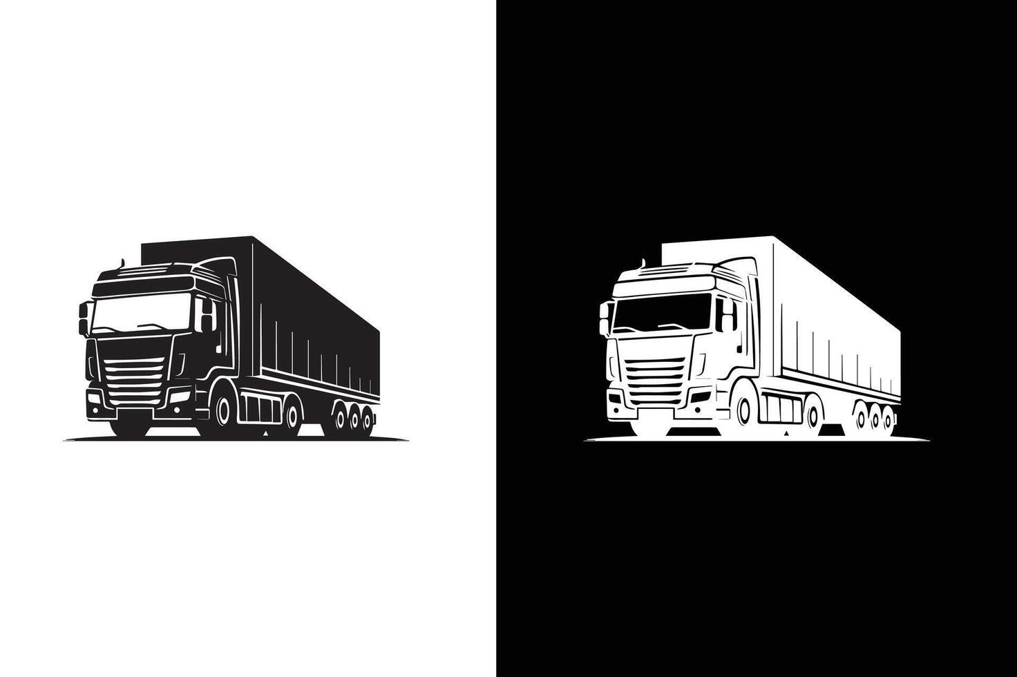 transport truck icon silhouette collection on white black background. vector