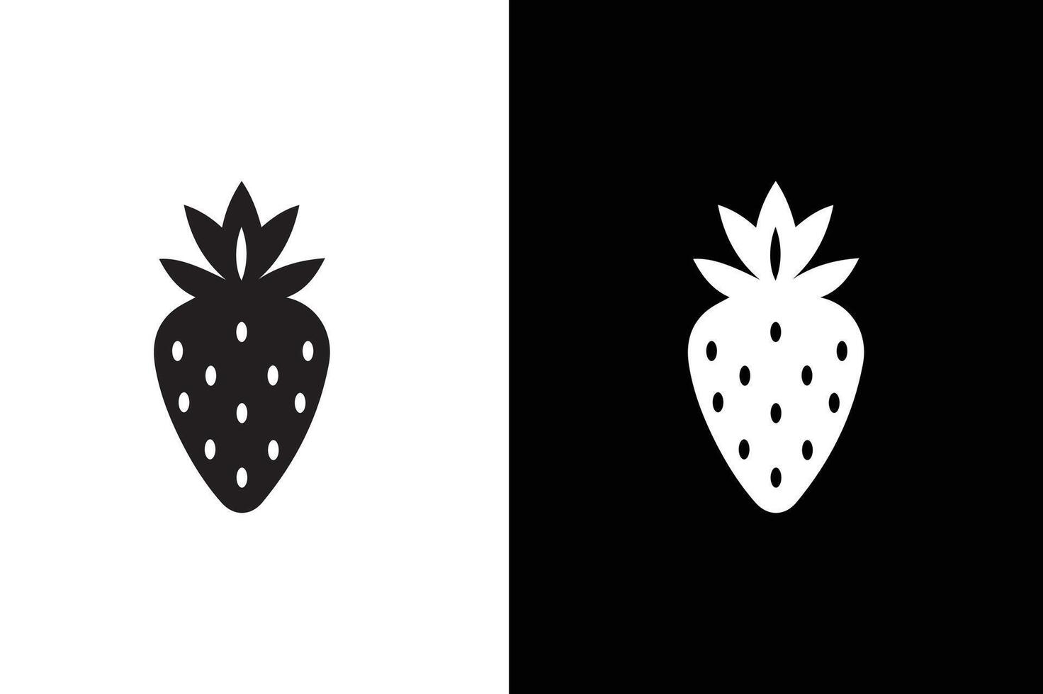 Strawberry icon. strawberry fruit symbol in black and white background. vector