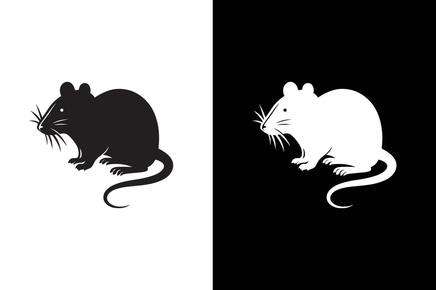 Rat icon logo design illustration. Rat silhouette black and white