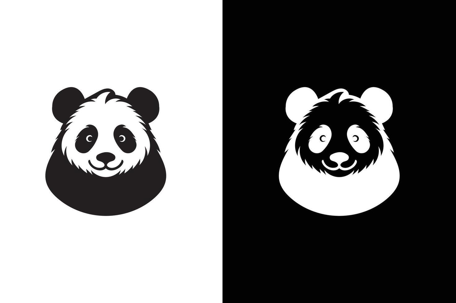 panda bear silhouette Logo design template. Panda Icon Illustration black white vector