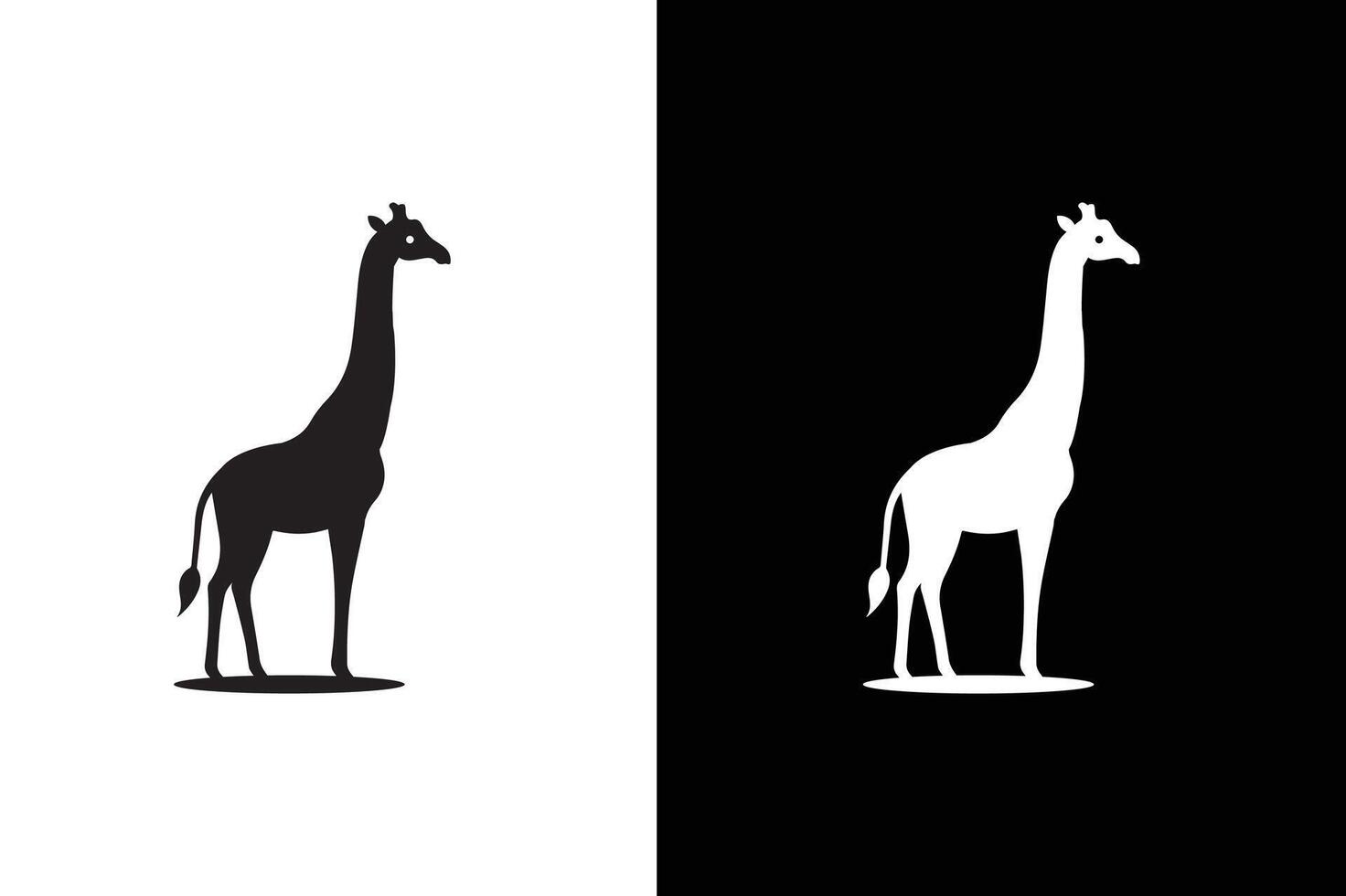 Giraffe silhouette illustration white black background. vector